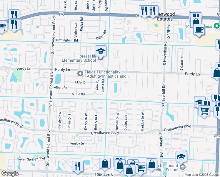 map of restaurants, bars, coffee shops, grocery stores, and more near 2445 Greengate Circle in West Palm Beach