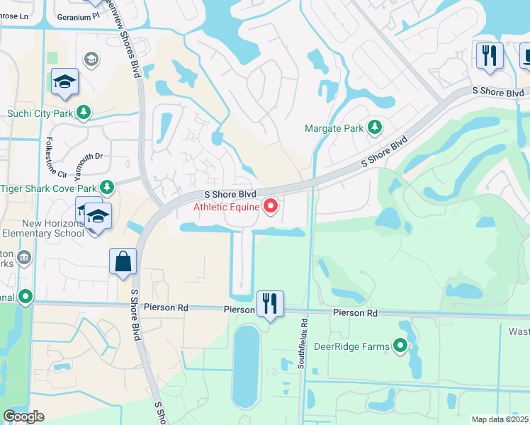 map of restaurants, bars, coffee shops, grocery stores, and more near 13334 Polo Club Road in Wellington
