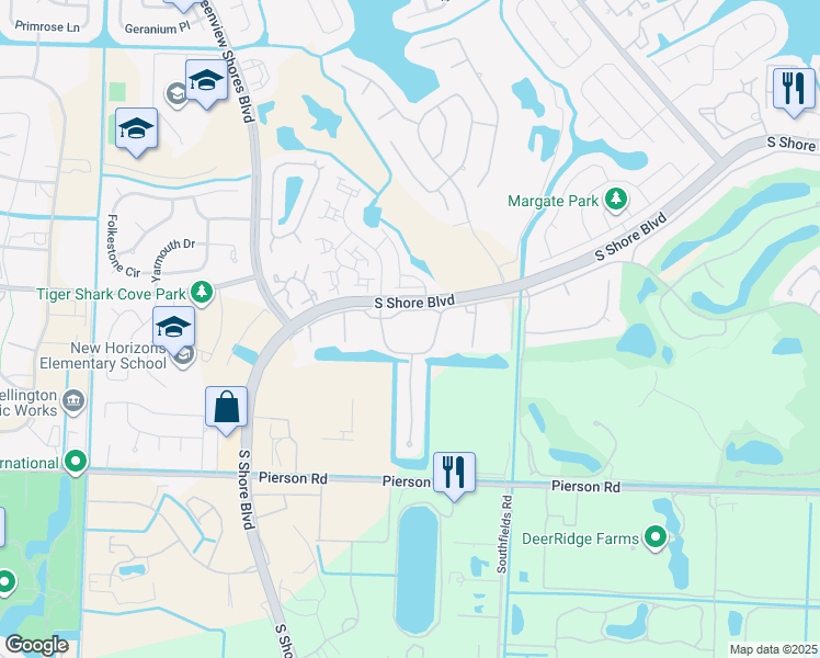 map of restaurants, bars, coffee shops, grocery stores, and more near 13334 Polo Club Road in Wellington
