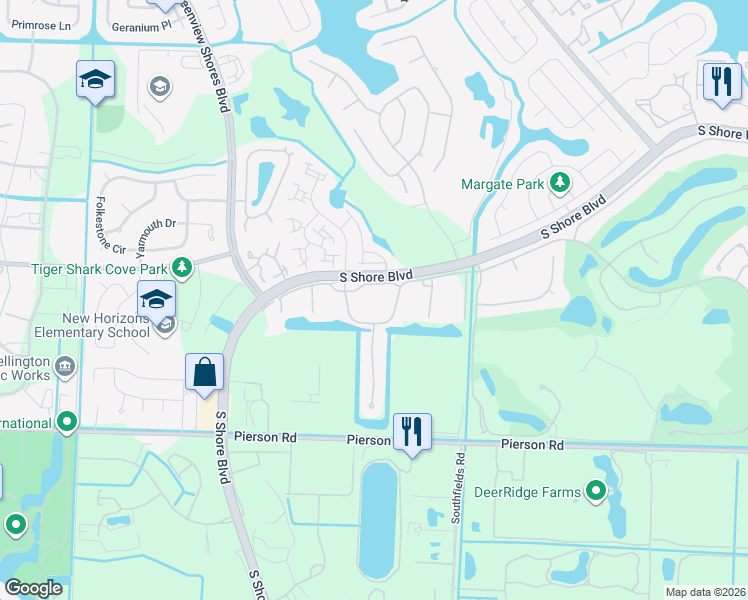 map of restaurants, bars, coffee shops, grocery stores, and more near 13334 Polo Club Road in Wellington