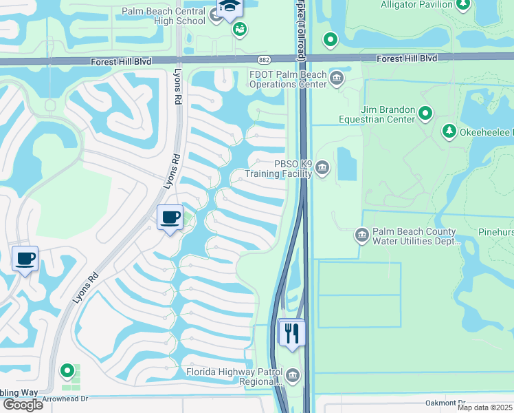 map of restaurants, bars, coffee shops, grocery stores, and more near 8083 Montserrat Place in Wellington
