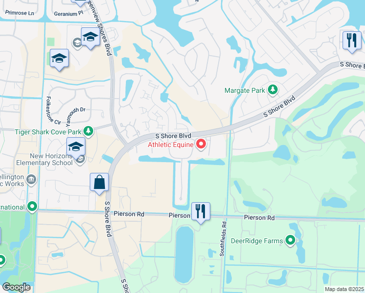map of restaurants, bars, coffee shops, grocery stores, and more near 13334 Polo Club Road in Wellington
