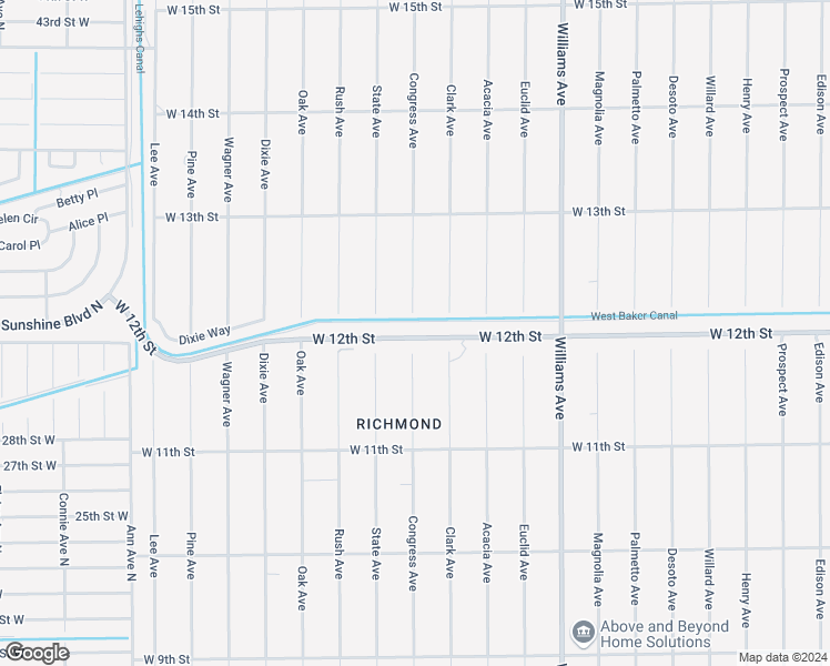 map of restaurants, bars, coffee shops, grocery stores, and more near 1416 West 12th Street in Lehigh Acres