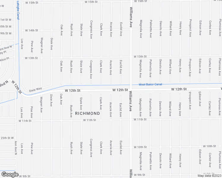 map of restaurants, bars, coffee shops, grocery stores, and more near 1218 West 12th Street in Lehigh Acres