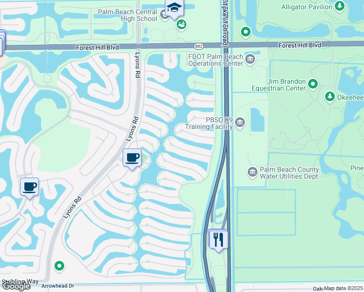 map of restaurants, bars, coffee shops, grocery stores, and more near 8133 Montserrat Place in Wellington