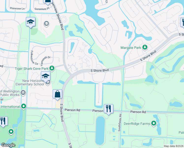 map of restaurants, bars, coffee shops, grocery stores, and more near 11354 Polo Road West in Wellington