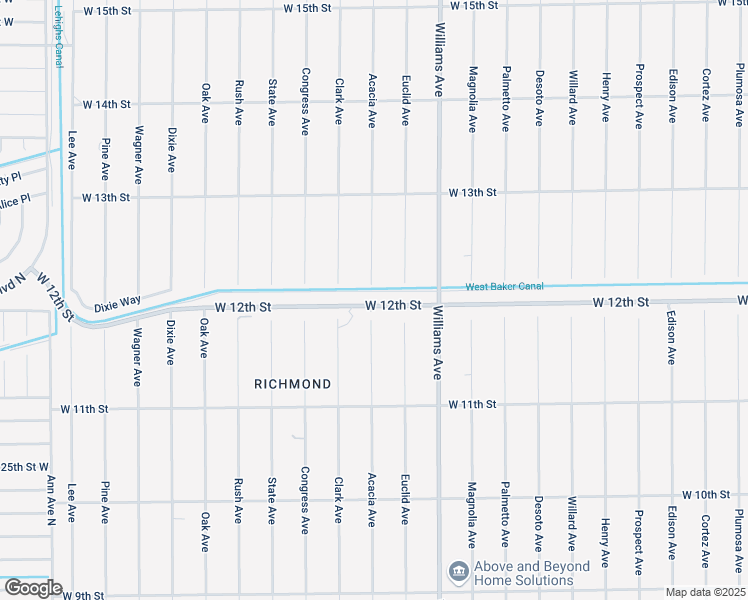 map of restaurants, bars, coffee shops, grocery stores, and more near 1216 West 12th Street in Lehigh Acres