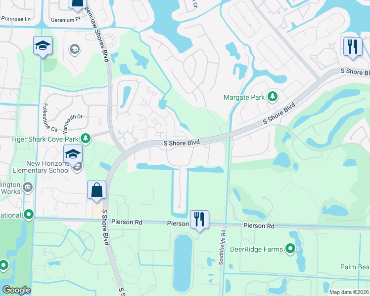 map of restaurants, bars, coffee shops, grocery stores, and more near 13334 Polo Club Road in Wellington