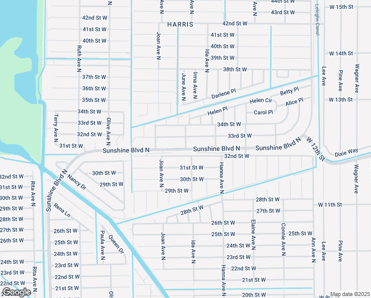 map of restaurants, bars, coffee shops, grocery stores, and more near 3203 Sunshine Boulevard North in Lehigh Acres