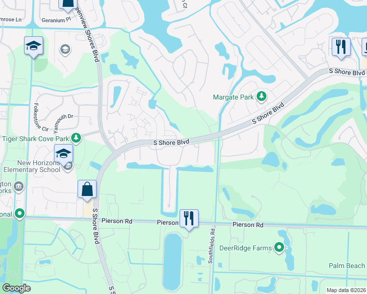 map of restaurants, bars, coffee shops, grocery stores, and more near 13165 Polo Club Rd in Wellington