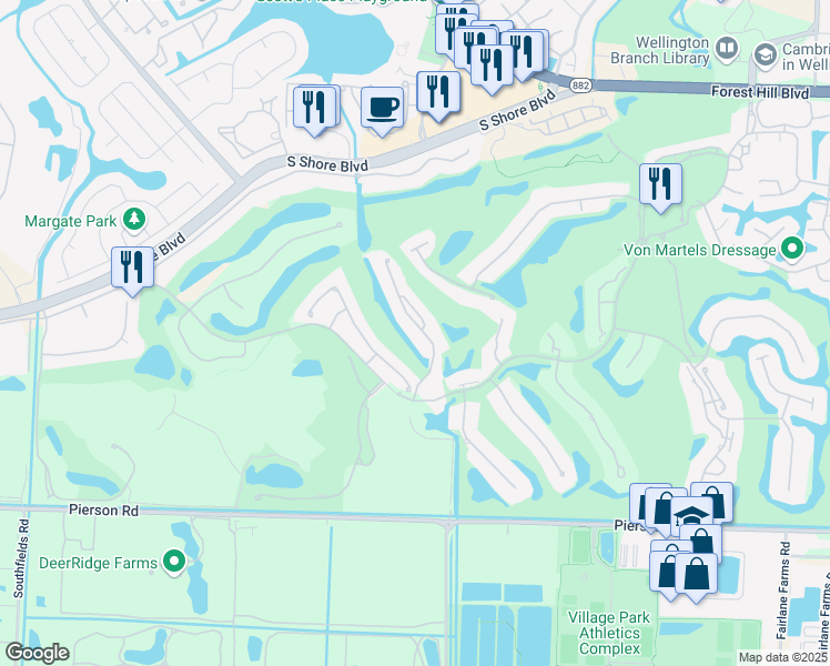 map of restaurants, bars, coffee shops, grocery stores, and more near 2551 Muir Circle in Wellington