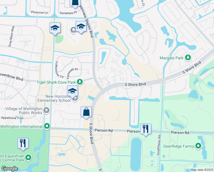 map of restaurants, bars, coffee shops, grocery stores, and more near 13492 Fountain View Boulevard in Wellington