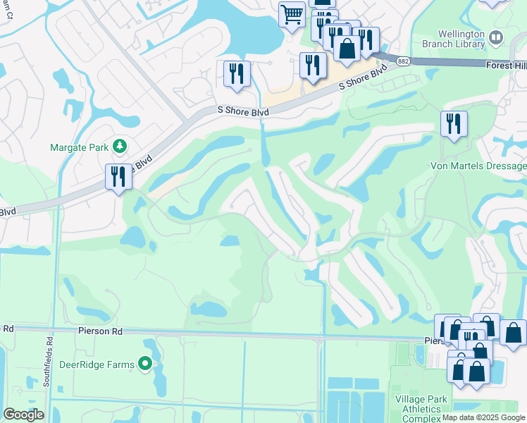 map of restaurants, bars, coffee shops, grocery stores, and more near 2610 Players Court in Wellington