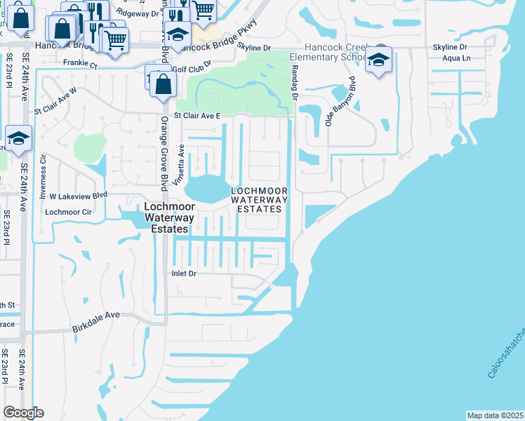 map of restaurants, bars, coffee shops, grocery stores, and more near 1684 Lakeside Terrace in North Fort Myers
