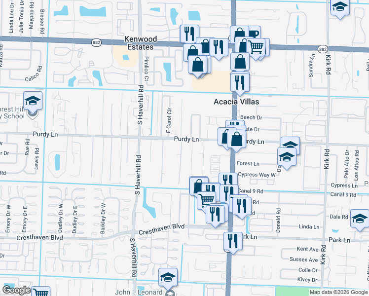 map of restaurants, bars, coffee shops, grocery stores, and more near 2548 Ida Way in West Palm Beach