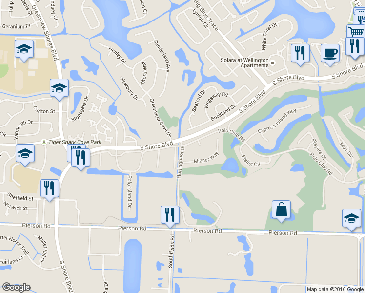 map of restaurants, bars, coffee shops, grocery stores, and more near 2700 Hurlingham Drive in Wellington