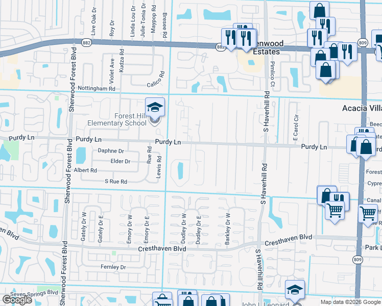 map of restaurants, bars, coffee shops, grocery stores, and more near in Palm Beach County