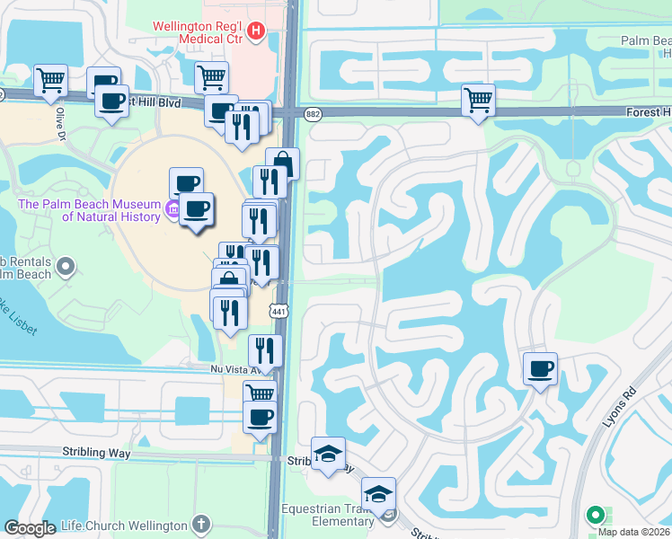 map of restaurants, bars, coffee shops, grocery stores, and more near 2371 Waburton Terrace in Wellington