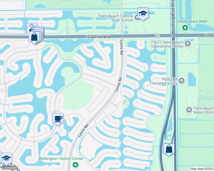 map of restaurants, bars, coffee shops, grocery stores, and more near 9173 Dupont Place in Wellington
