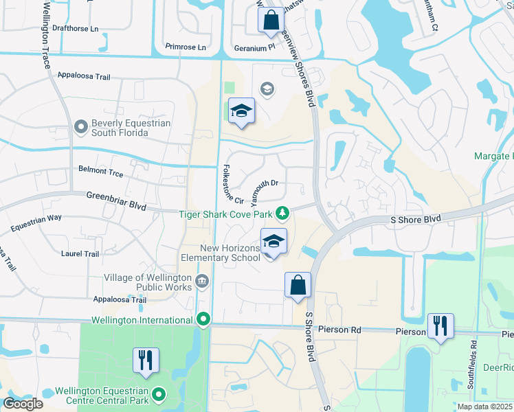 map of restaurants, bars, coffee shops, grocery stores, and more near 13924 Folkestone Circle in Wellington