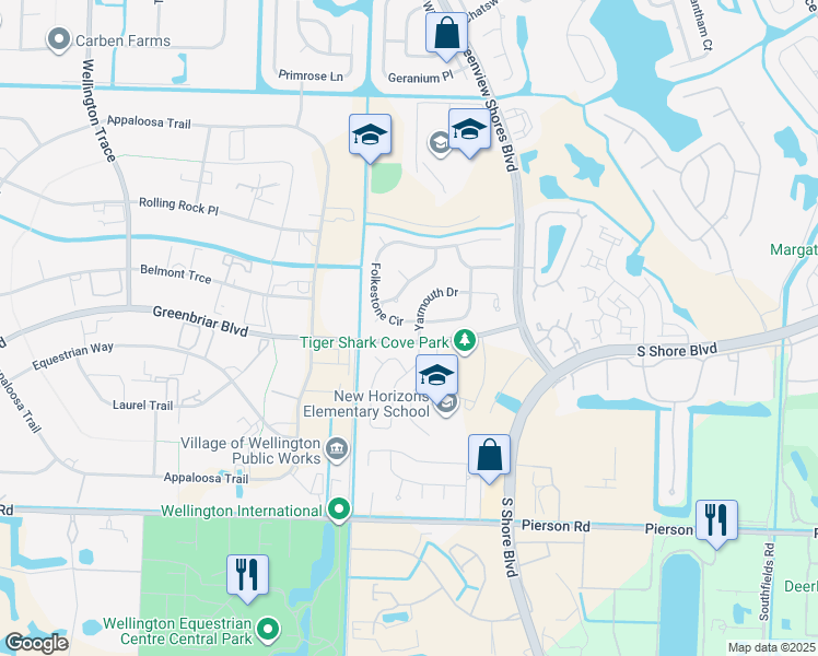 map of restaurants, bars, coffee shops, grocery stores, and more near 13924 Folkestone Circle in Wellington