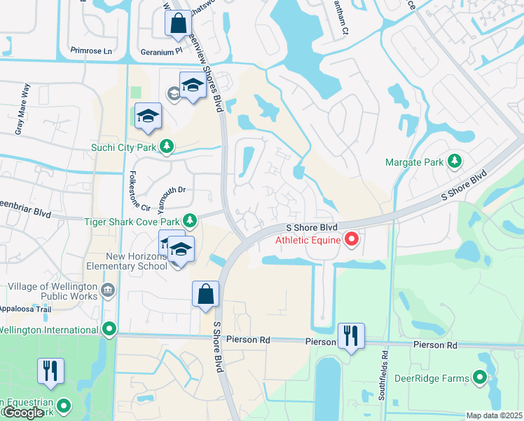 map of restaurants, bars, coffee shops, grocery stores, and more near 13477 Fountain View Boulevard in Wellington