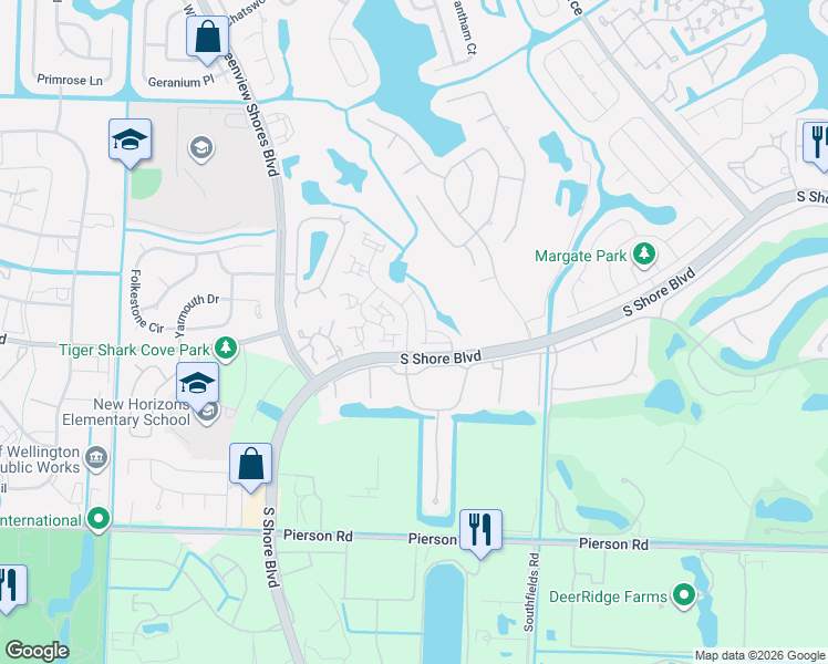 map of restaurants, bars, coffee shops, grocery stores, and more near 2680 Bedford Mews Drive in Wellington