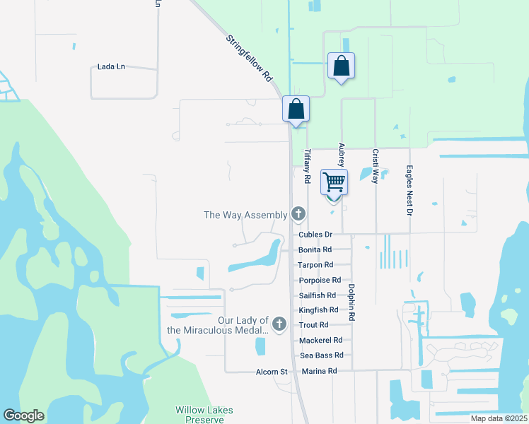 map of restaurants, bars, coffee shops, grocery stores, and more near 12527 Canoe Trail in Bokeelia