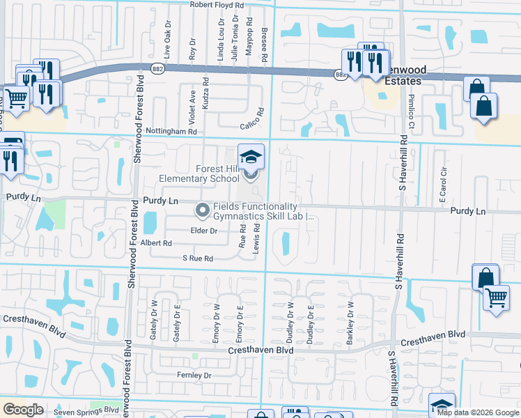 map of restaurants, bars, coffee shops, grocery stores, and more near 5572 Purdy Lane in West Palm Beach