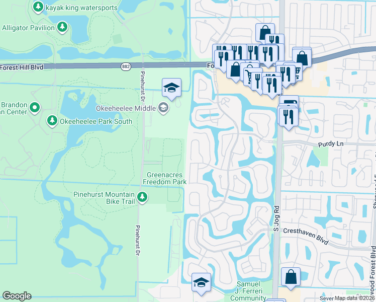map of restaurants, bars, coffee shops, grocery stores, and more near 141 2 Pine Drive in West Palm Beach