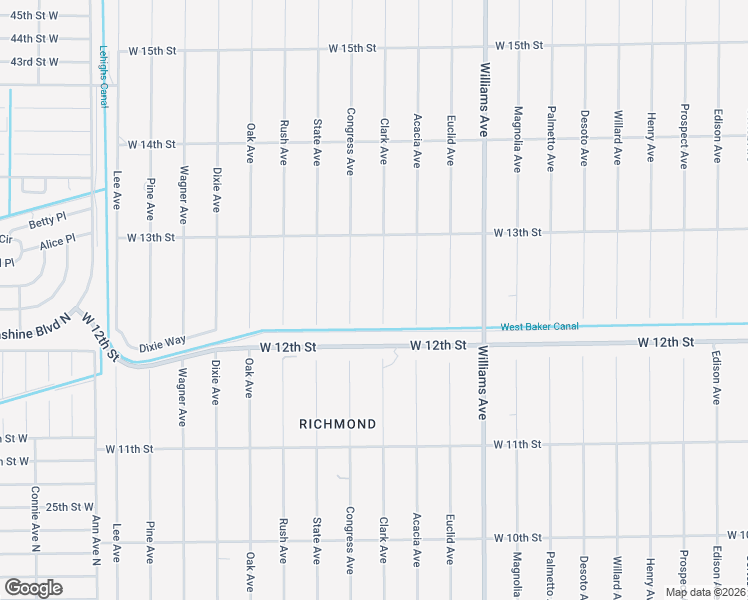 map of restaurants, bars, coffee shops, grocery stores, and more near 1207 Clark Avenue in Lehigh Acres