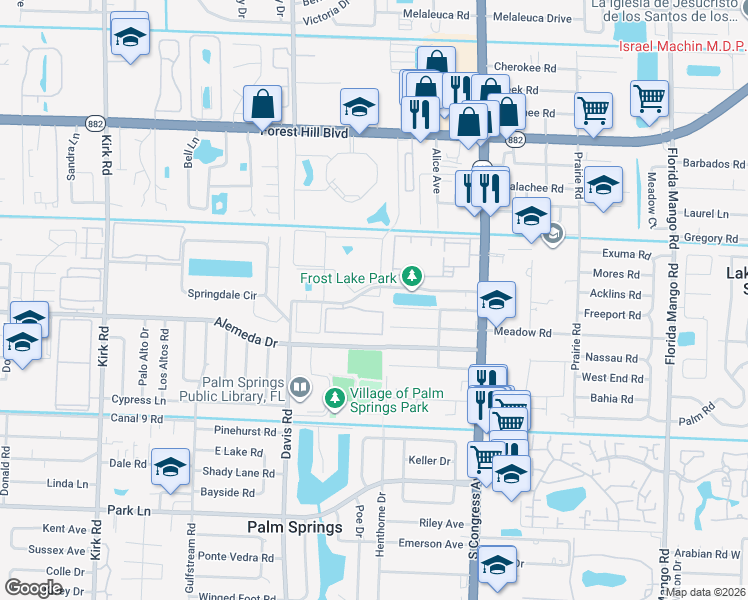map of restaurants, bars, coffee shops, grocery stores, and more near 24 Bonnie Boulevard in Palm Springs