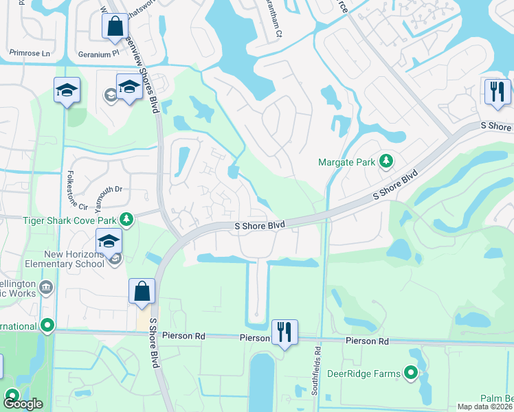 map of restaurants, bars, coffee shops, grocery stores, and more near 2730 Linkside Drive in Wellington