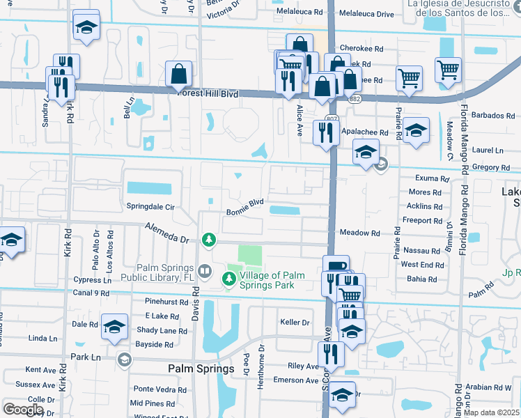map of restaurants, bars, coffee shops, grocery stores, and more near 24 Bonnie Boulevard in Palm Springs