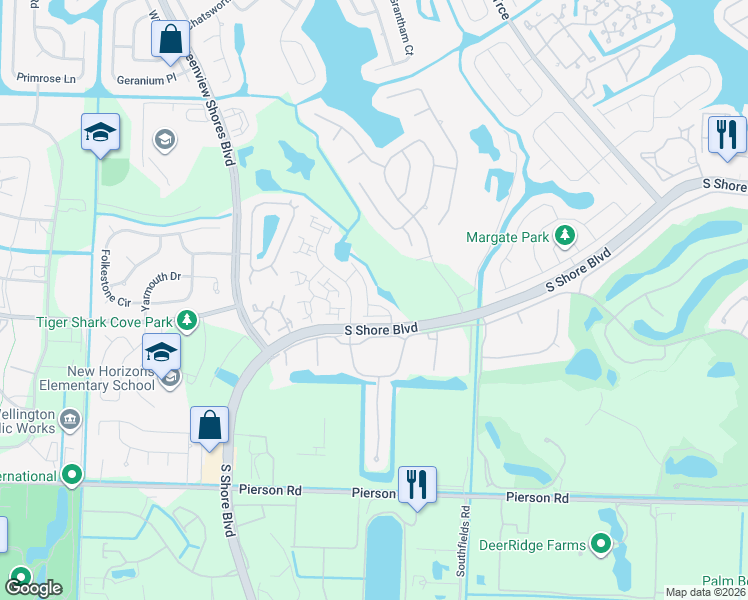 map of restaurants, bars, coffee shops, grocery stores, and more near 2678 Bedford Mews Drive in Wellington