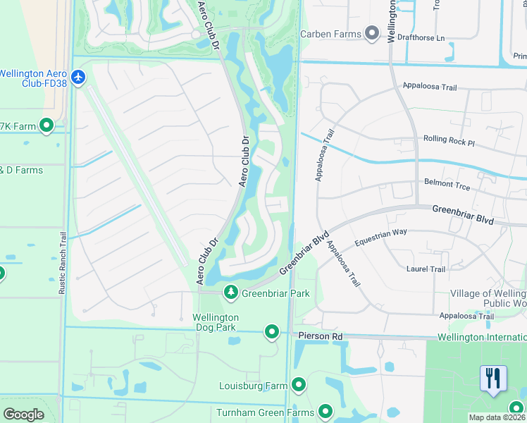 map of restaurants, bars, coffee shops, grocery stores, and more near 2471 Country Golf Drive in Wellington