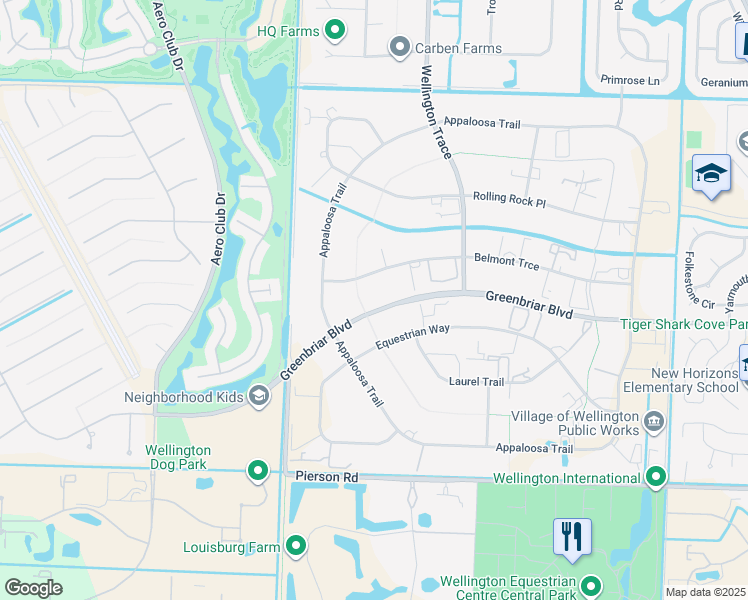 map of restaurants, bars, coffee shops, grocery stores, and more near 14596 Belmont Trce in West Palm Beach