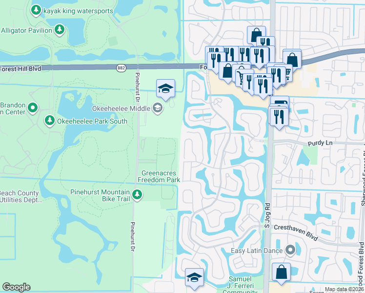 map of restaurants, bars, coffee shops, grocery stores, and more near 141 2 Pine Drive in West Palm Beach
