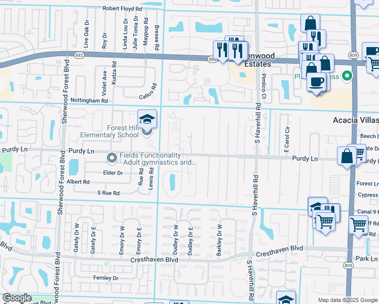 map of restaurants, bars, coffee shops, grocery stores, and more near in Palm Beach County