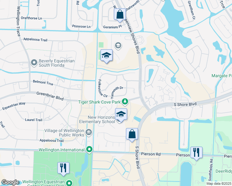 map of restaurants, bars, coffee shops, grocery stores, and more near 13924 Folkestone Circle in Wellington