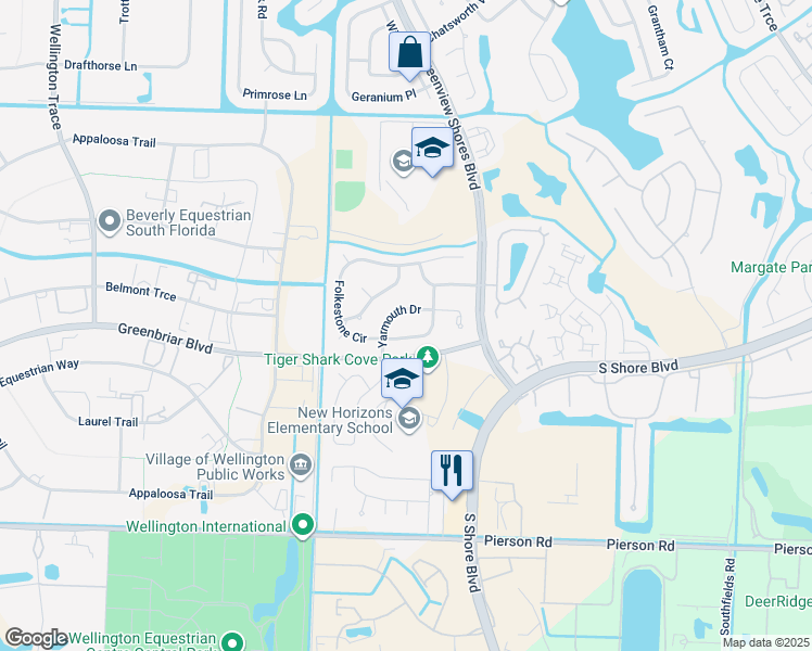 map of restaurants, bars, coffee shops, grocery stores, and more near 13941 Folkestone Circle in Wellington