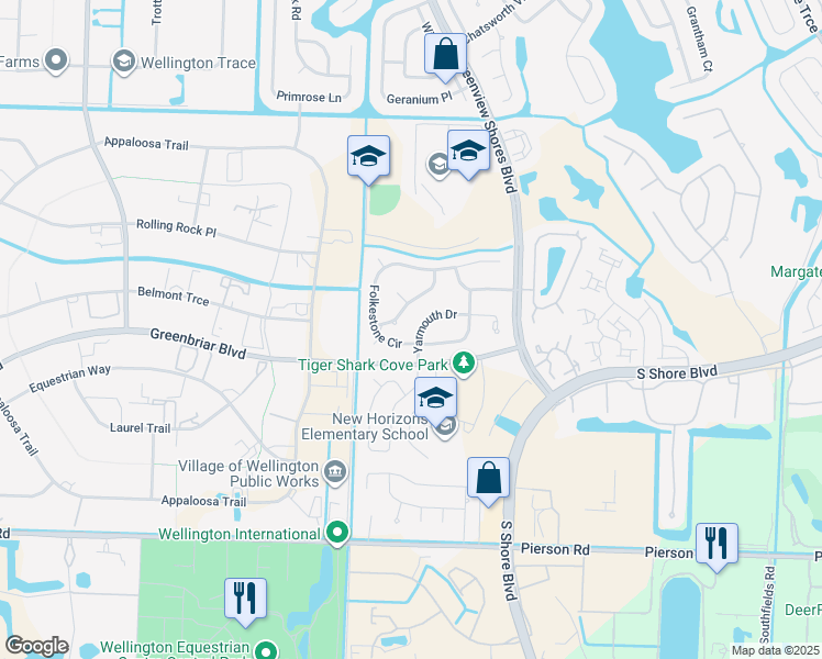 map of restaurants, bars, coffee shops, grocery stores, and more near 13813 Yarmouth Drive in Wellington