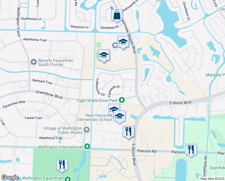 map of restaurants, bars, coffee shops, grocery stores, and more near 13924 Folkestone Circle in Wellington