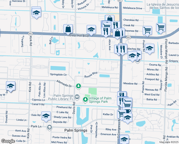 map of restaurants, bars, coffee shops, grocery stores, and more near 705 Lori Drive in Palm Springs