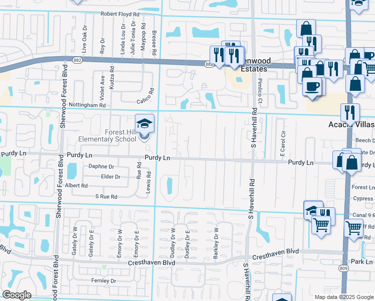 map of restaurants, bars, coffee shops, grocery stores, and more near 2128 Major Drive in West Palm Beach