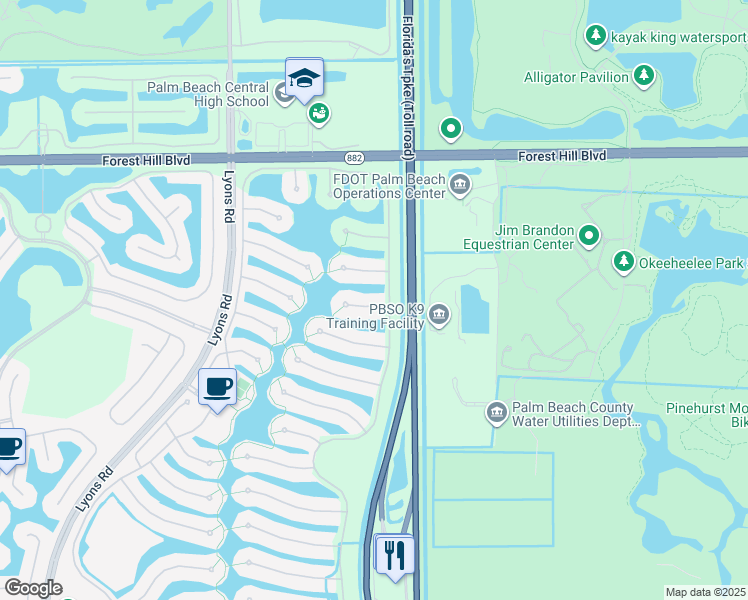 map of restaurants, bars, coffee shops, grocery stores, and more near 8012 Jolly Harbour Court in Wellington