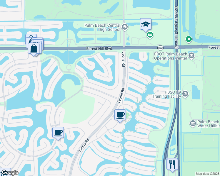 map of restaurants, bars, coffee shops, grocery stores, and more near 9011 Alexandra Circle in Wellington