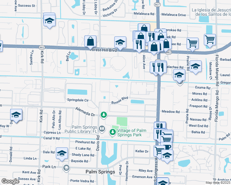 map of restaurants, bars, coffee shops, grocery stores, and more near 715 Lori Drive in Palm Springs