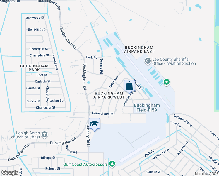 map of restaurants, bars, coffee shops, grocery stores, and more near Cadet Avenue in Fort Myers