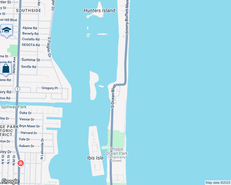 map of restaurants, bars, coffee shops, grocery stores, and more near 20 Sloans Curve Drive in Palm Beach